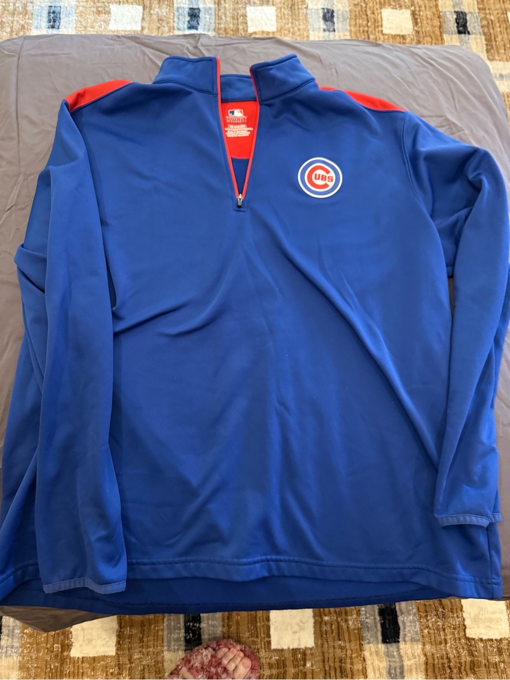Genuine Merchandise Blue quarter zip with Red Trim and Inner Panel